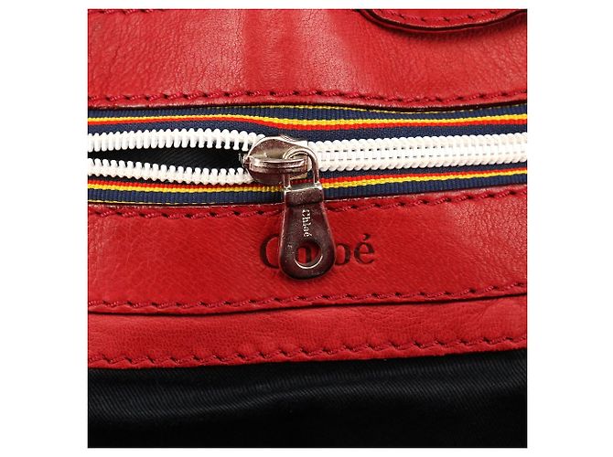 Chloé Borsa Tote Patsy in pelle rossa borchiata con logo - vista 12