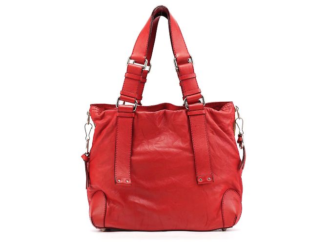 Chloé Borsa Tote Patsy in pelle rossa borchiata con logo - vista 3