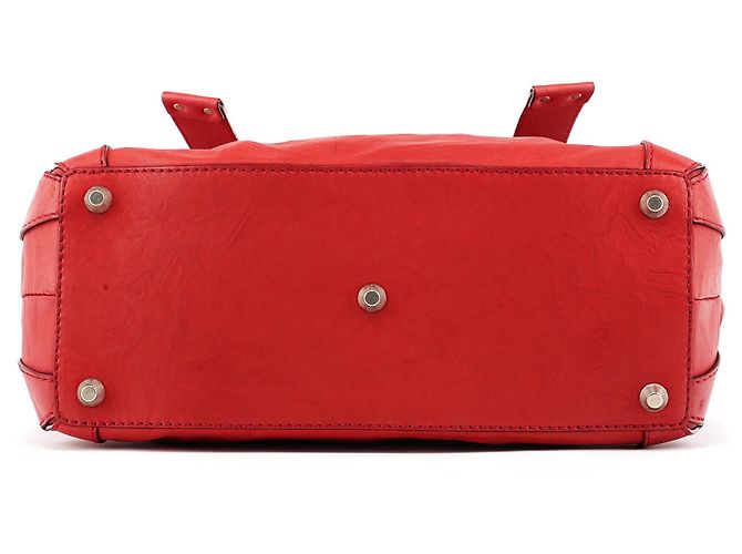 Chloé Borsa Tote Patsy in pelle rossa borchiata con logo - vista 4