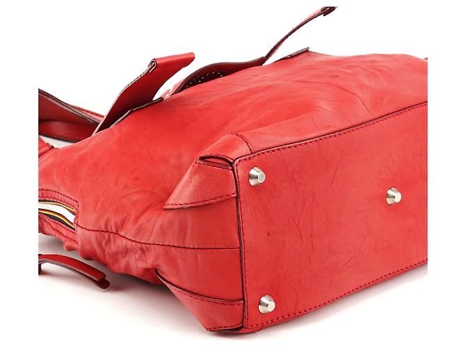Chloé Borsa Tote Patsy in pelle rossa borchiata con logo - vista 7