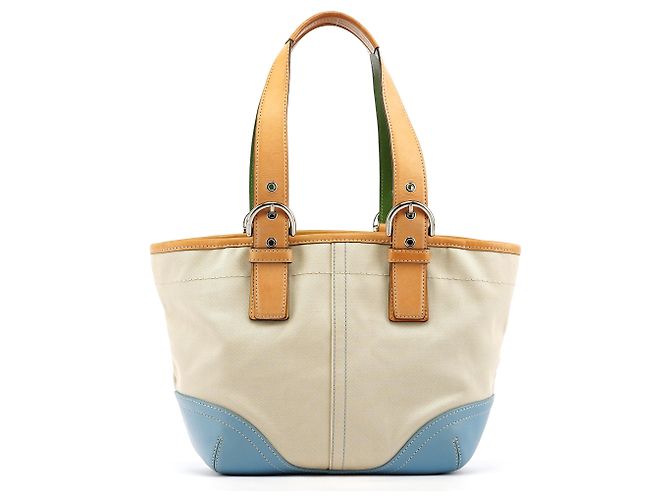 Coach Borsa Tote Soho Daisy in tela Ivory Light Blue 4428 - vista 3