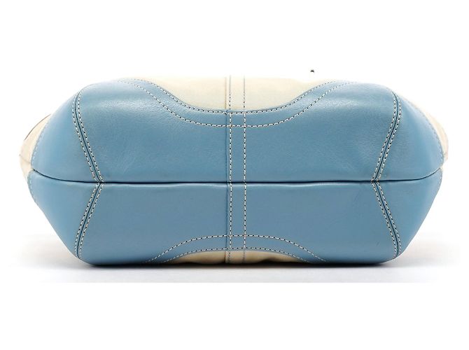 Coach Borsa Tote Soho Daisy in tela Ivory Light Blue 4428 - vista 4