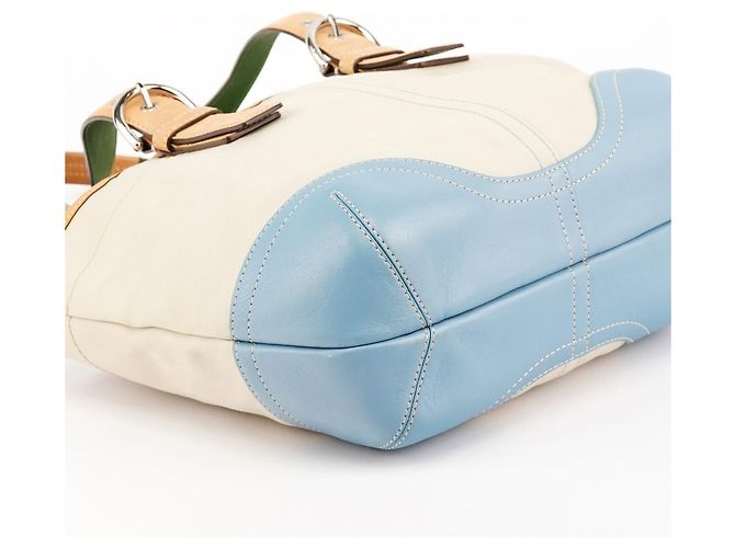 Coach Borsa Tote Soho Daisy in tela Ivory Light Blue 4428 - vista 7