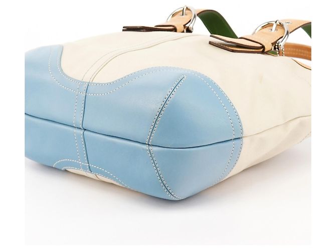 Coach Borsa Tote Soho Daisy in tela Ivory Light Blue 4428 - vista 8