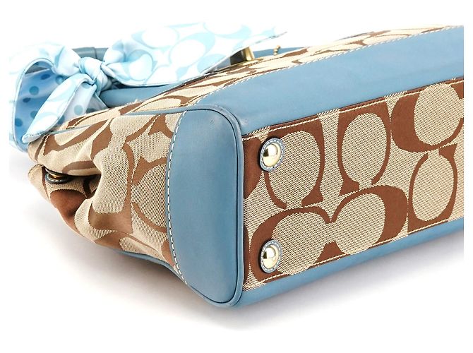Coach 11557 Borsa Tote Madeline Turnlock Signature Beige Light Blue - vista 7