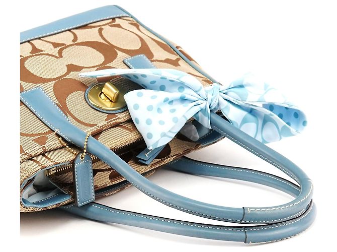 Coach 11557 Borsa Tote Madeline Turnlock Signature Beige Light Blue - vista 9