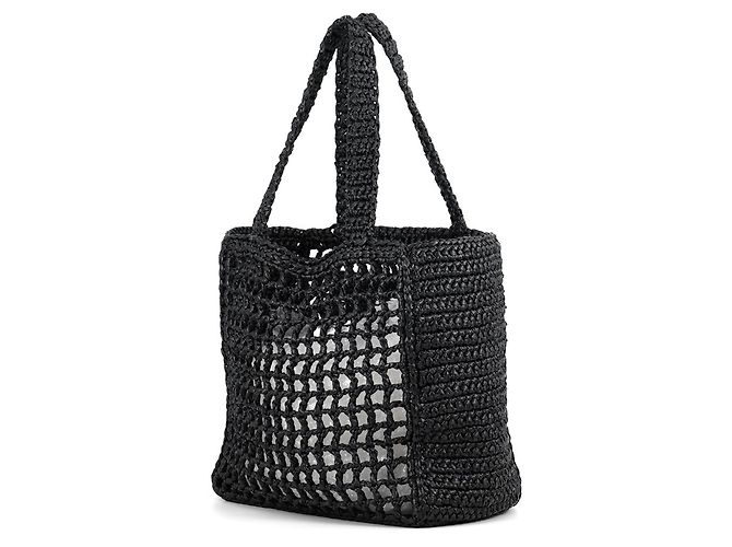 Borsa in rafia Prada bianca e nera - vista 2