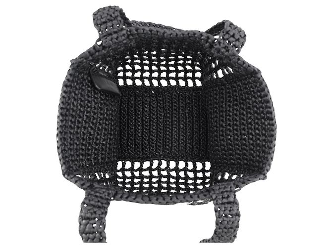 Borsa in rafia Prada bianca e nera - vista 5
