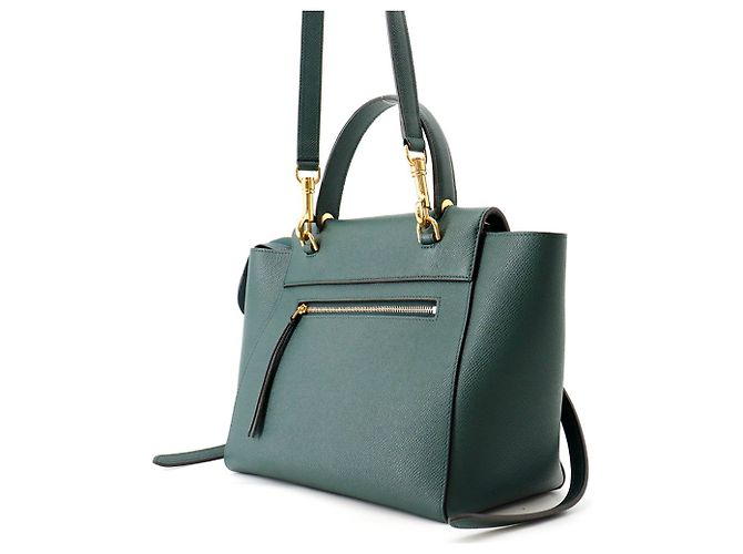 Céline Celine Borsa a mano Belt Bag Micro in pelle Verde - vista 2