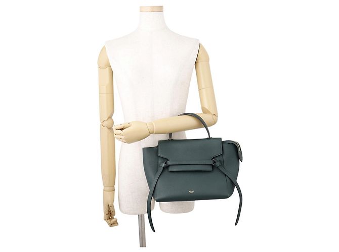 Céline Celine Borsa a mano Belt Bag Micro in pelle Verde - vista 4