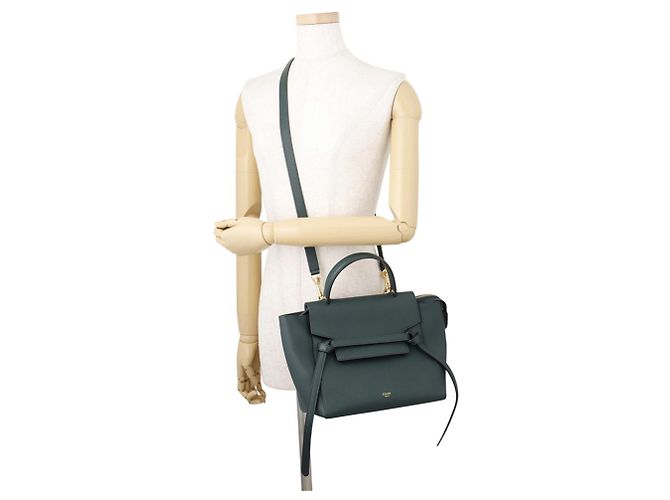 Céline Celine Borsa a mano Belt Bag Micro in pelle Verde - vista 5
