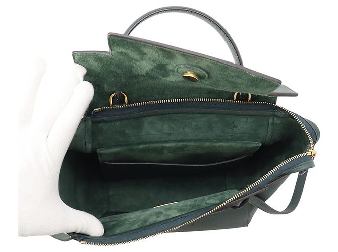Céline Celine Borsa a mano Belt Bag Micro in pelle Verde - vista 6