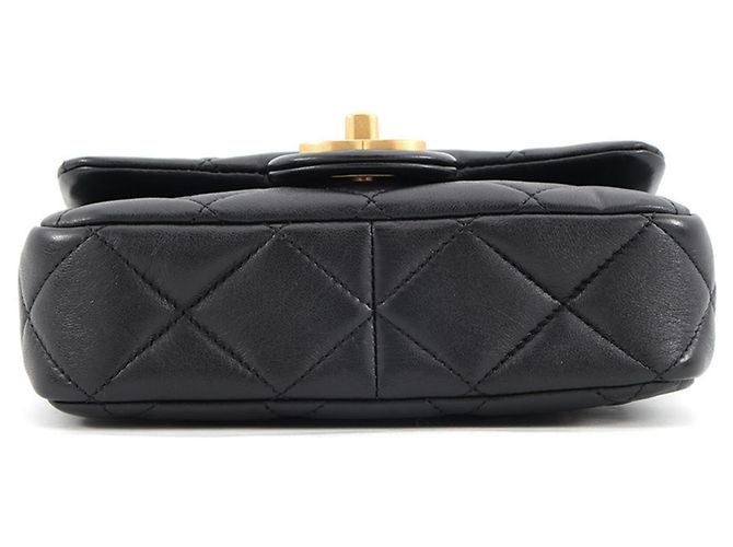 Borsa a tracolla con catena Chanel in pelle d'agnello nera - vista 3
