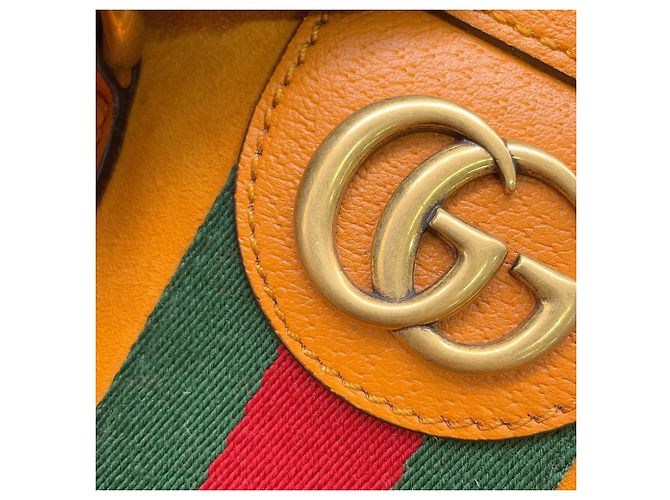 Borsa Boston Gucci in camoscio arancione - vista 10