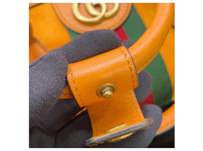 Borsa Boston Gucci in camoscio arancione - vista 11