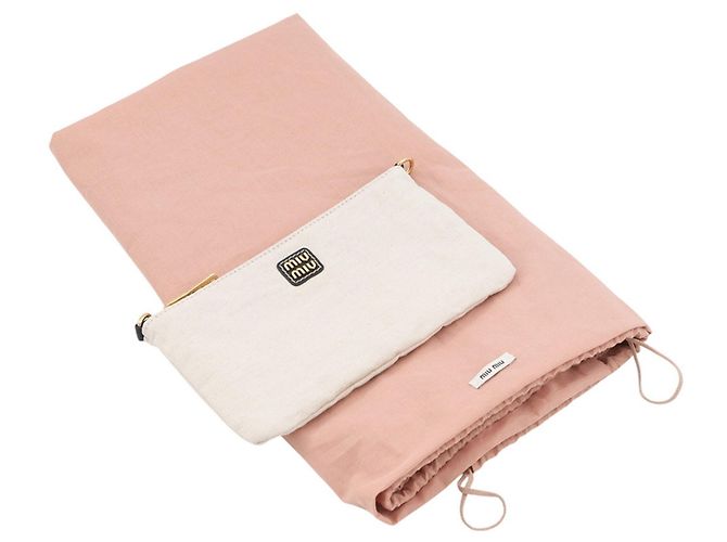 Borsa Tote Miu Miu in cotone avorio - vista 11
