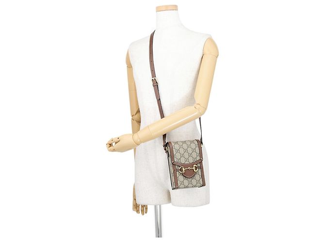 Borsa a tracolla Gucci GG Supreme Horsebit 1955 - vista 4