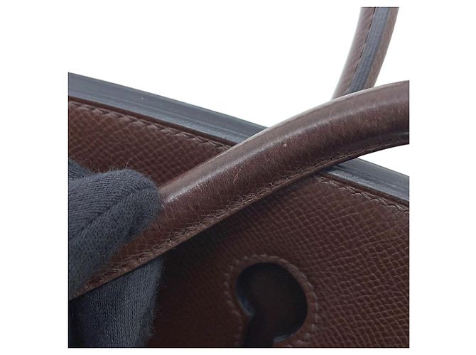 Hermès Borsa Hermes Haut à Courroies 28 in pelle Epsom Chocolate - vista 11