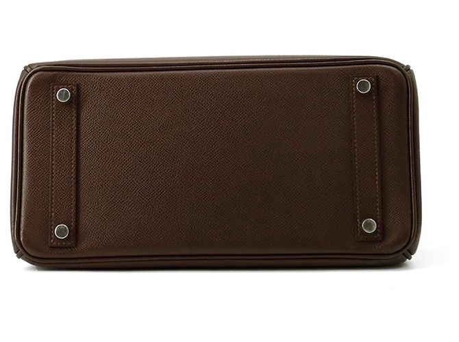 Hermès Borsa Hermes Haut à Courroies 28 in pelle Epsom Chocolate - vista 3