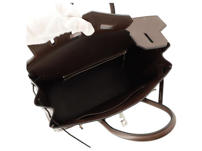 Hermès Borsa Hermes Haut à Courroies 28 in pelle Epsom Chocolate - vista 5