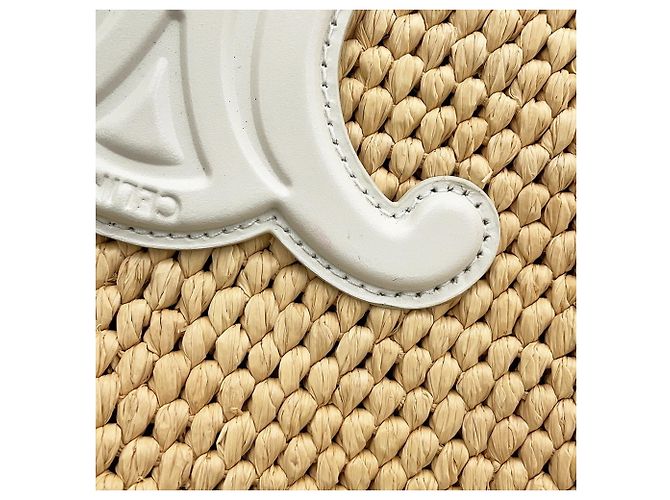 Céline Celine Triomphe Cabas Thais Small Borsa a mano in rafia - vista 12
