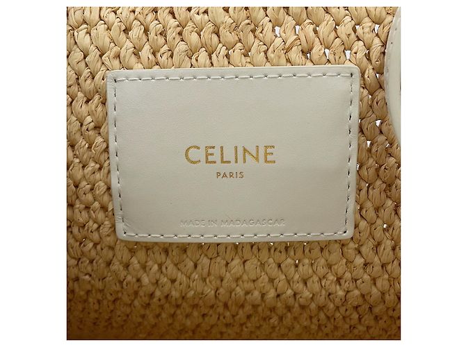 Céline Celine Triomphe Cabas Thais Small Borsa a mano in rafia - vista 17