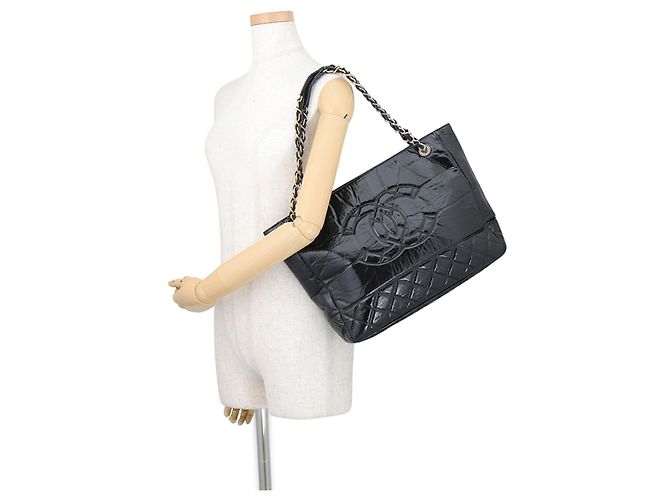 Borsa Tote Chanel Black Matelassé con catena - vista 4