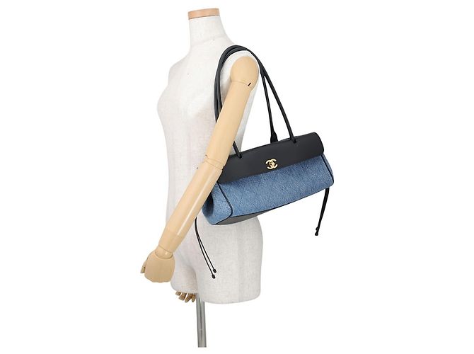 Borsa piccola Chanel in denim e pelle - vista 4