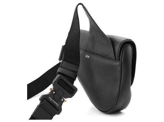 Borsa Saddle Christian Dior in pelle nera - vista 3