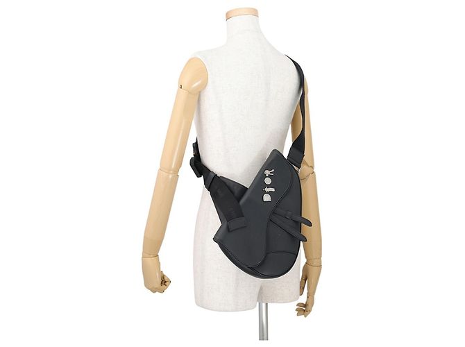 Borsa Saddle Christian Dior in pelle nera - vista 5