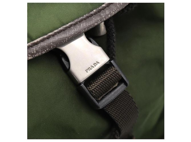 Mochila PRADA Nylon Verde Plata Auth ar14348 - Jerrillo - vista 10
