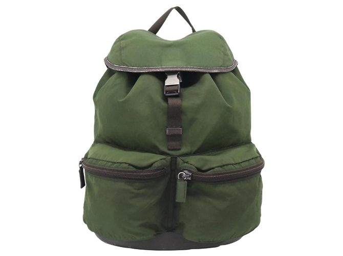 Mochila PRADA Nylon Verde Plata Auth ar14348 - Jerrillo - vista 13