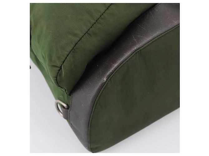 Mochila PRADA Nylon Verde Plata Auth ar14348 - Jerrillo - vista 18