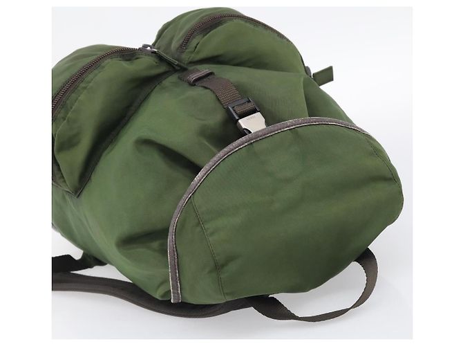 Mochila PRADA Nylon Verde Plata Auth ar14348 - Jerrillo - vista 6