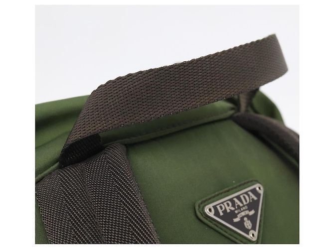 Mochila PRADA Nylon Verde Plata Auth ar14348 - Jerrillo - vista 7