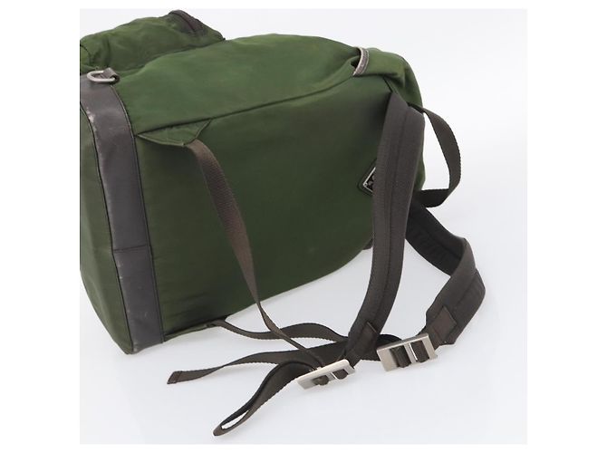 Mochila PRADA Nylon Verde Plata Auth ar14348 - Jerrillo - vista 8