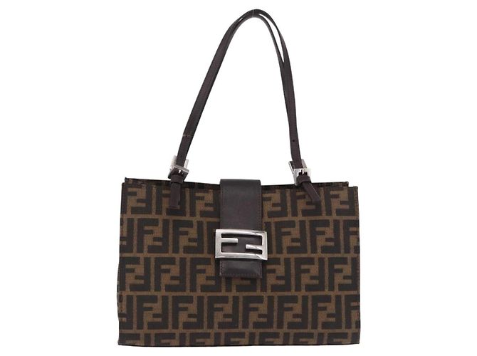 FENDI Zucca Canvas Mamma Baguette Hand Bag Black Brown Auth 175070 - Jerrillo - vista 2