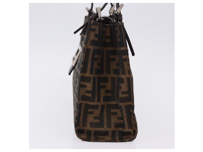 FENDI Zucca Canvas Mamma Baguette Hand Bag Black Brown Auth 175070 - Jerrillo - vista 4