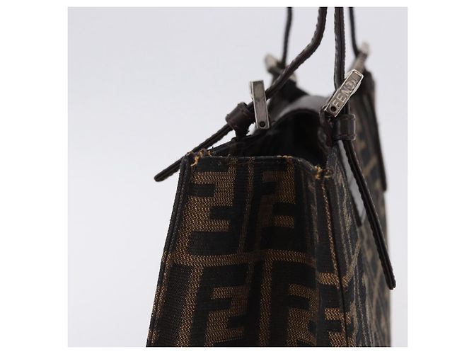 FENDI Zucca Canvas Mamma Baguette Hand Bag Black Brown Auth 175070 - Jerrillo - vista 5