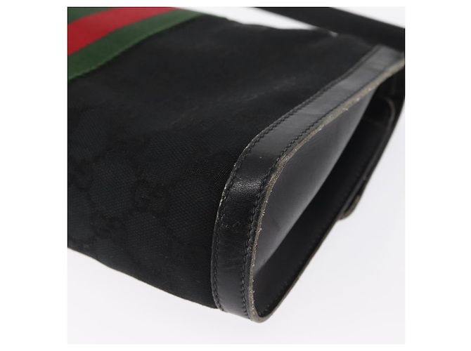 GUCCI GG Canvas Web Sherry Line Shoulder Bag Black Red Green Auth 161730 - Jerrillo - vista 16