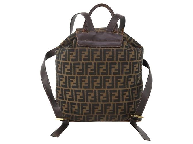 FENDI Zucca Canvas Backpack Brown Black Auth am11755 - Jerrillo - vista 2