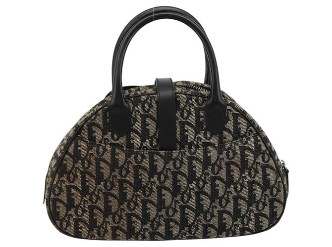 Christian Dior Trotter Canvas Double Saddle Hand Bag Black Silver Auth 182186 - Jerrillo - vista 2