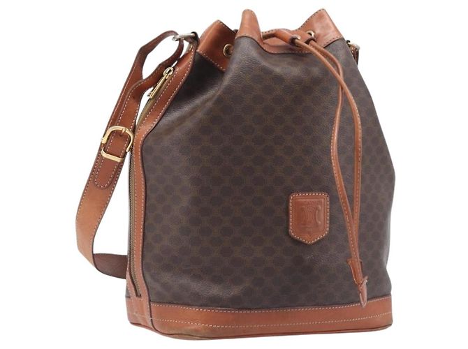 Céline CELINE Macadam Canvas Shoulder Bag PVC Leather Brown Gold Auth 209928 - Jerrillo - vista 2