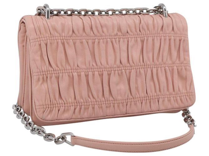 PRADA Chain Shoulder Bag Leather Pink Silver Auth 210425V - Jerrillo - vista 2