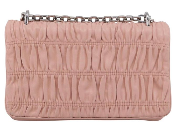 PRADA Chain Shoulder Bag Leather Pink Silver Auth 210425V - Jerrillo - vista 3