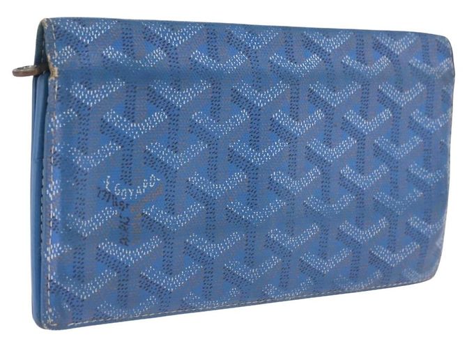 Goyard Herringbone Long Wallet PVC Leather Blue Silver Auth 211075 - Jerrillo - vista 2