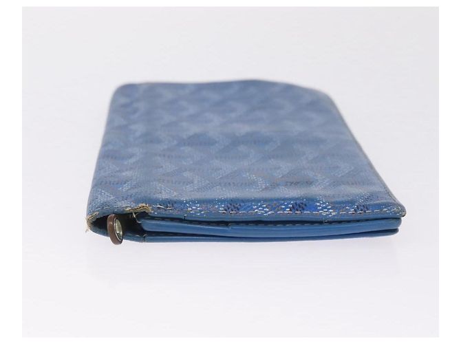 Goyard Herringbone Long Wallet PVC Leather Blue Silver Auth 211075 - Jerrillo - vista 5