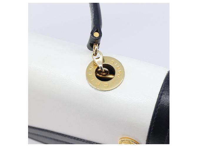 Céline CELINE Medallion Hand Bag Leather White Gold Auth 211306V - Jerrillo - vista 14