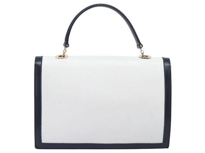 Céline CELINE Medallion Hand Bag Leather White Gold Auth 211306V - Jerrillo - vista 3