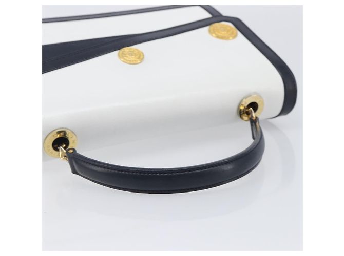 Céline CELINE Medallion Hand Bag Leather White Gold Auth 211306V - Jerrillo - vista 7